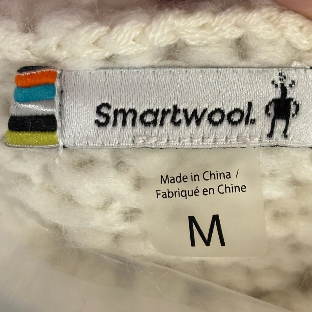 Smartwool Cable Knit Cream‎ Sweater Funnel Cowl Neck Tunic M